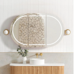 Bondi Matte White Oval Led Mirror Shaving Cabinet 1200*750